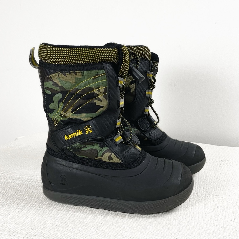 Kamik Kids Snow Boots Black and Camouflage Little Boy size 13